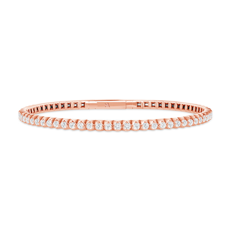 Diamond 14k Gold Flexible Round Bangle