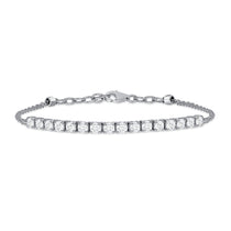18K White Gold Round Diamond Half Tennis Bracelet