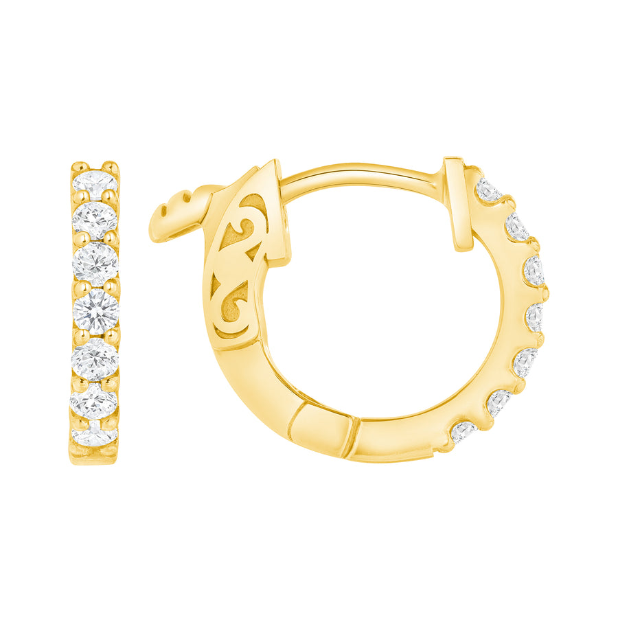 Yellow Gold Diamonds Huggie Earrings
