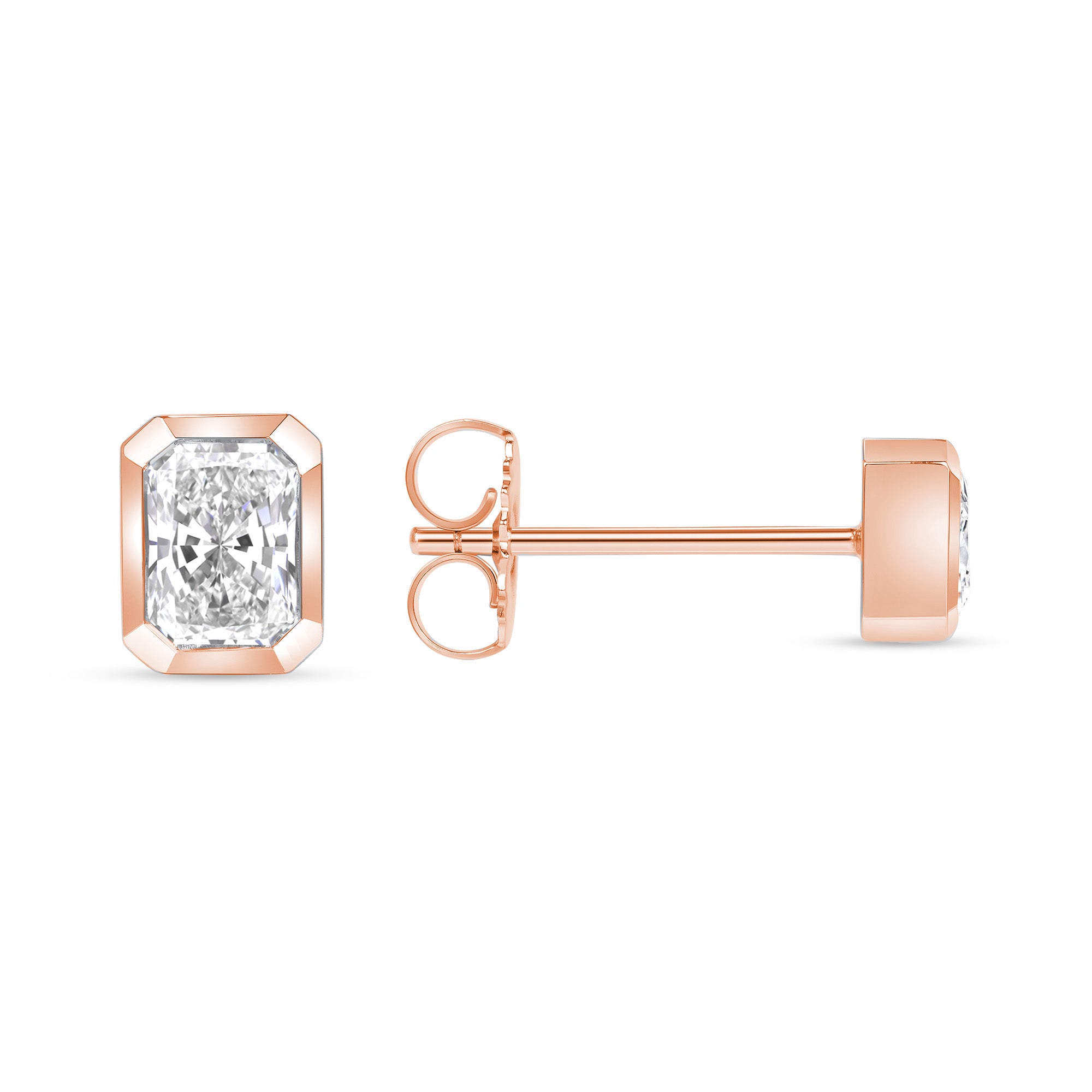 Radiant Diamond 18k Rose Gold Stud Earring