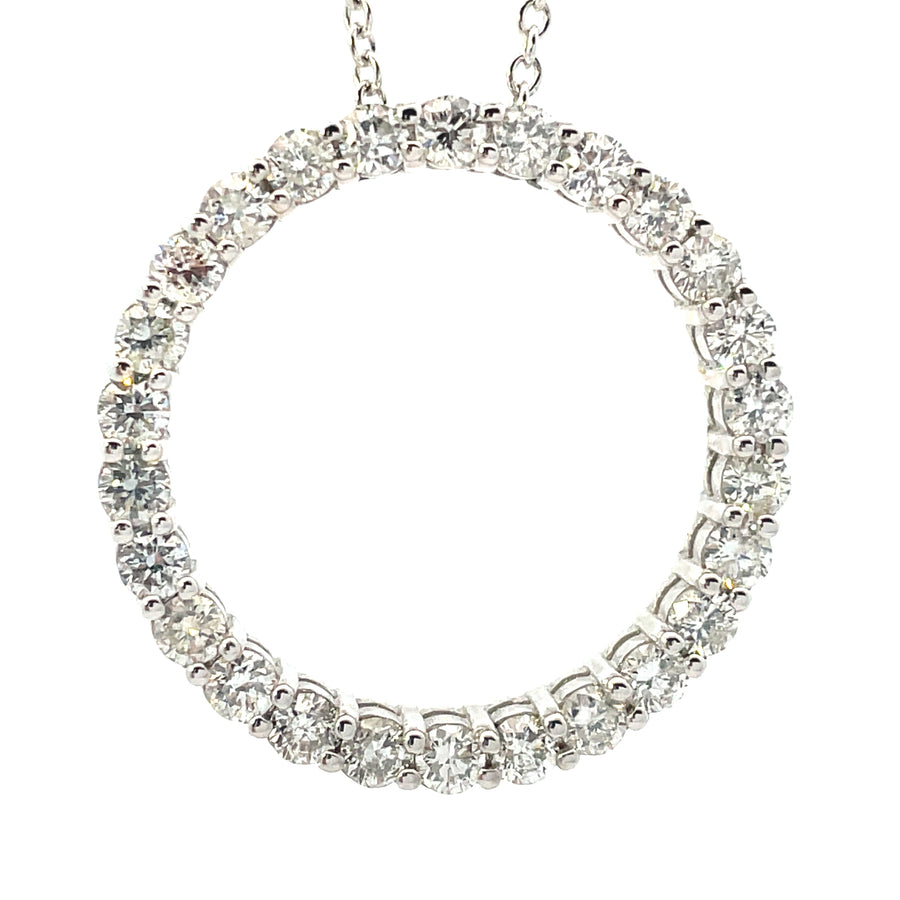 Circle of Life  1.50 CT Natural Diamond 14K White Gold Necklace