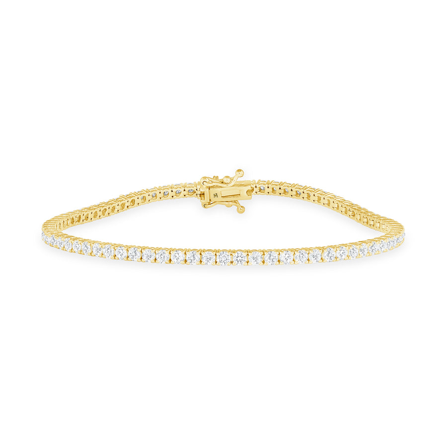 Solid 14k Yellow Gold Diamond Tennis Bracelet