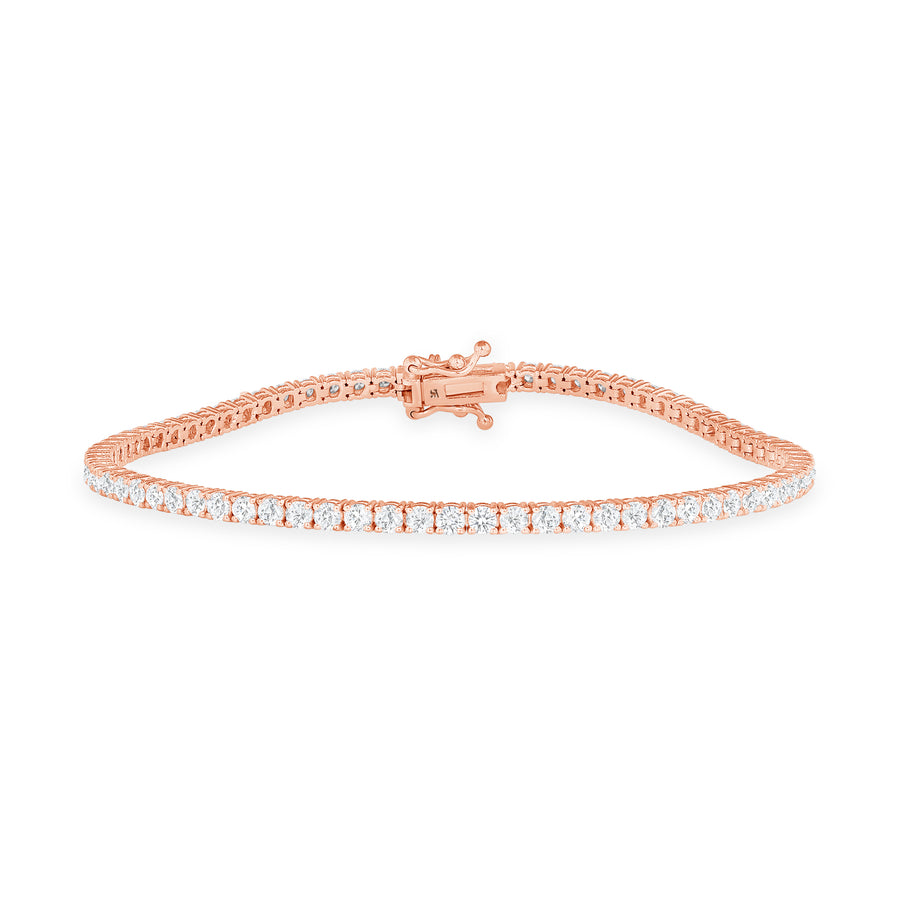 Solid 14k Rose Gold Diamond Tennis Bracelet