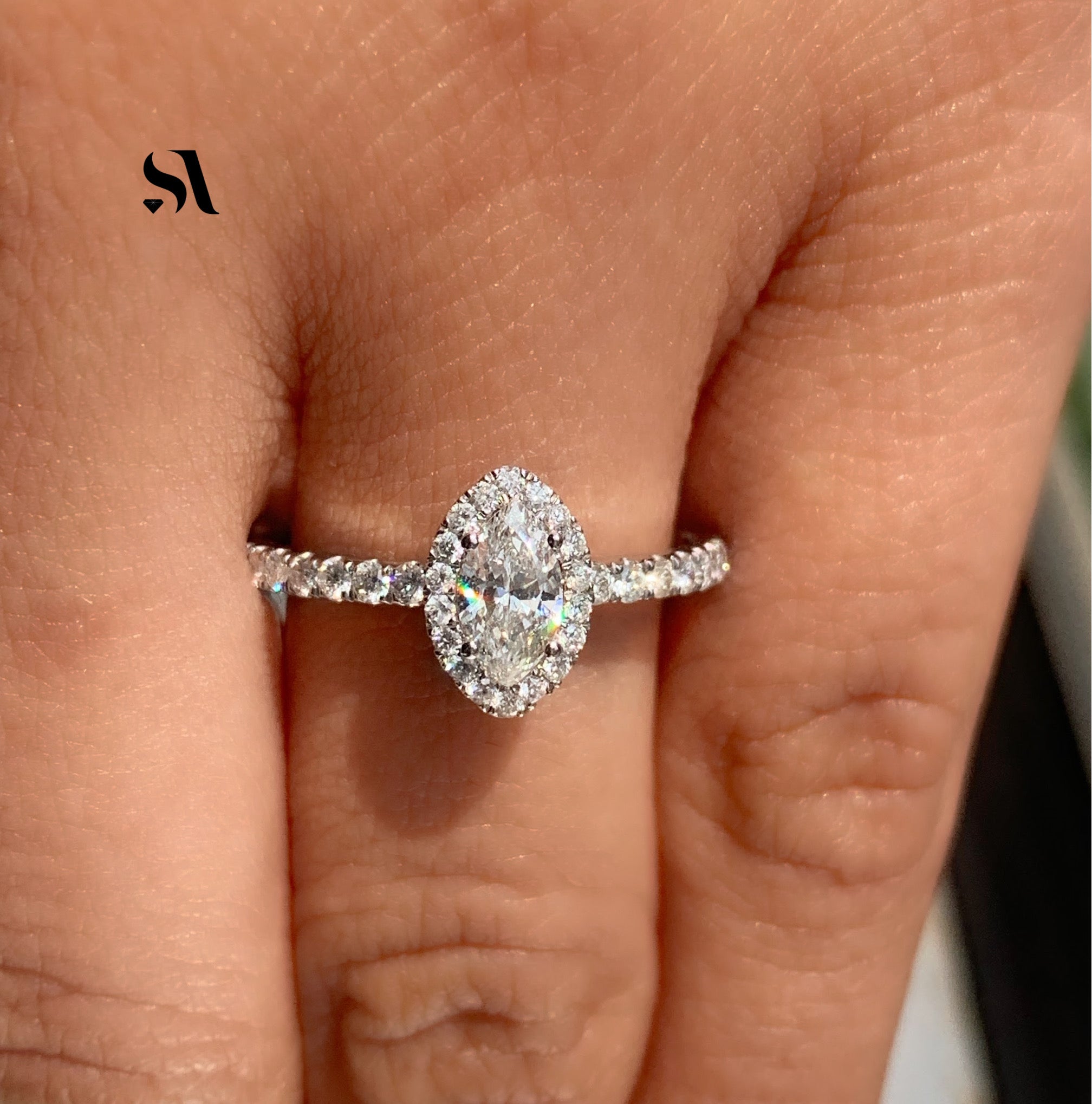 Marquise Halo Diamond Ring