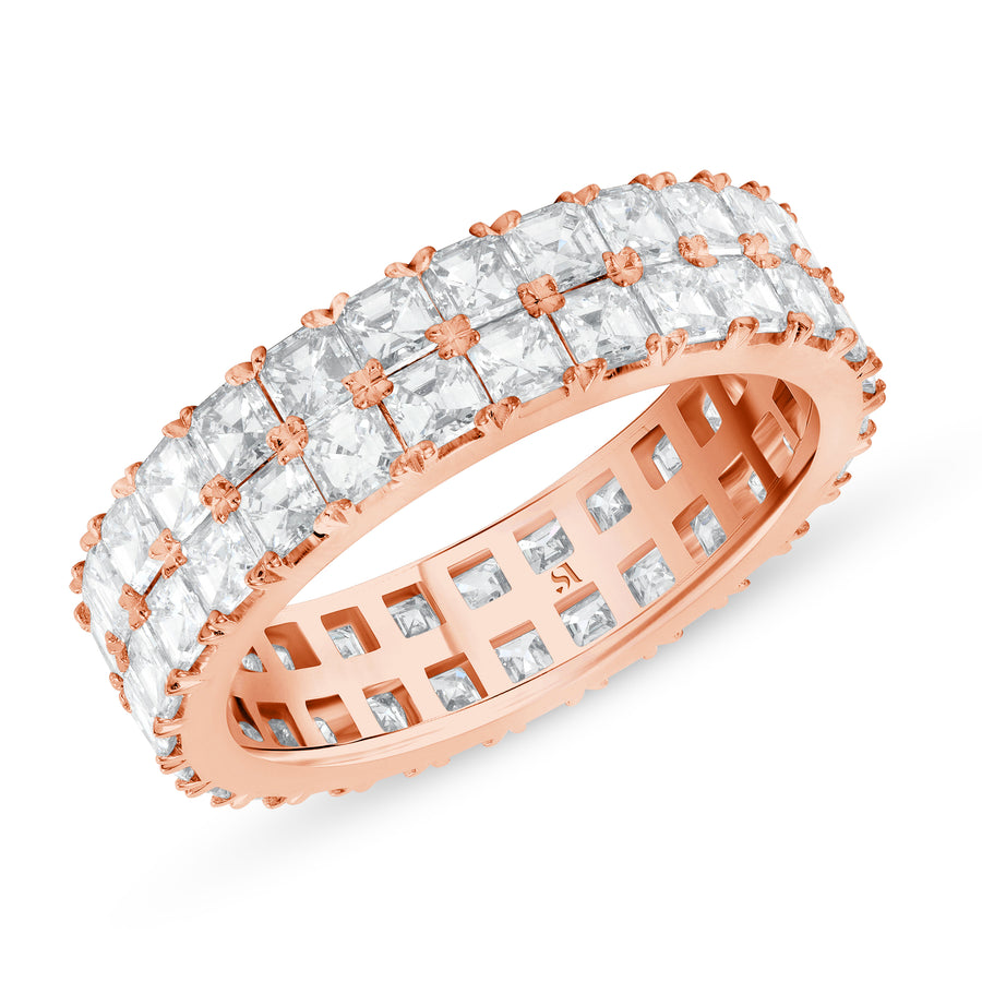 Asscher Cut Rose Gold Diamond band