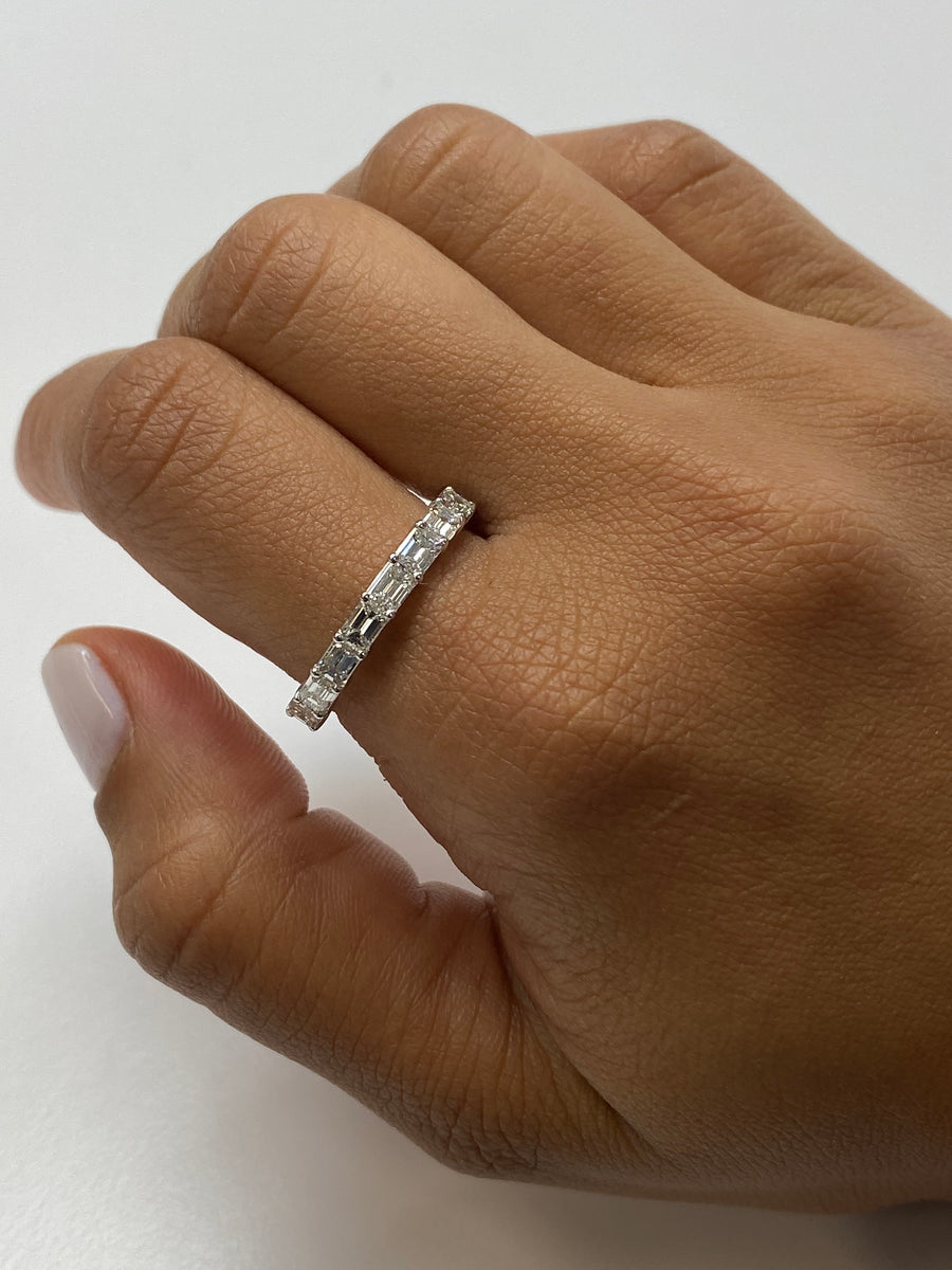 East-West Set Emerald Eternity Band