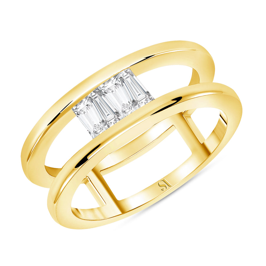 Upside Down Yellow Gold Diamond Ring