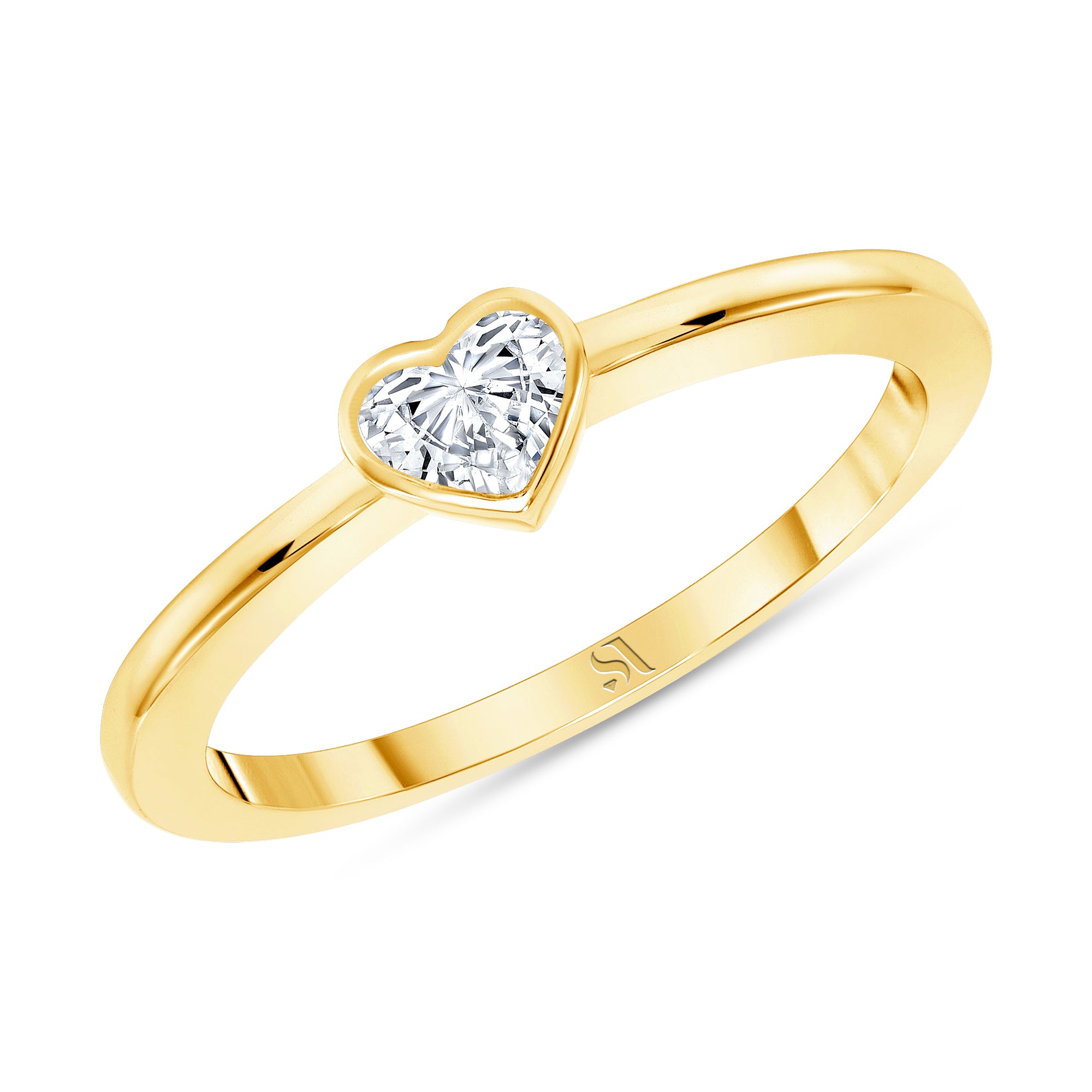 Heart Shaped Yellow Gold Diamond Ring
