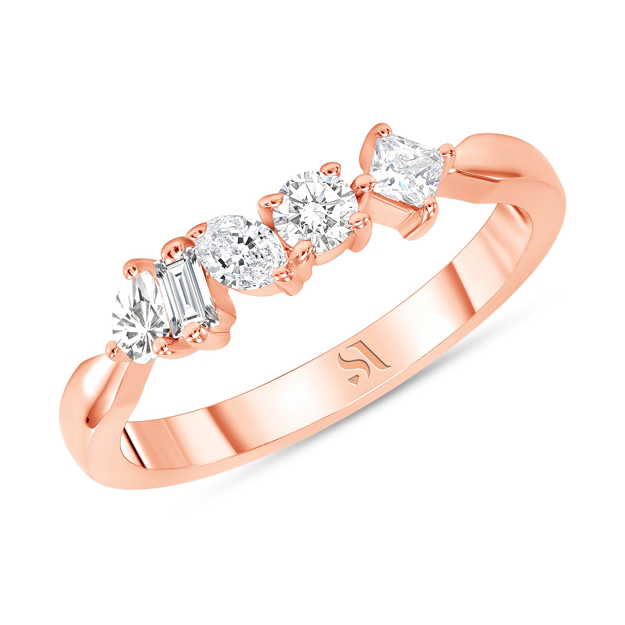 Fancy Shapes Rose Gold Diamond Ring 
