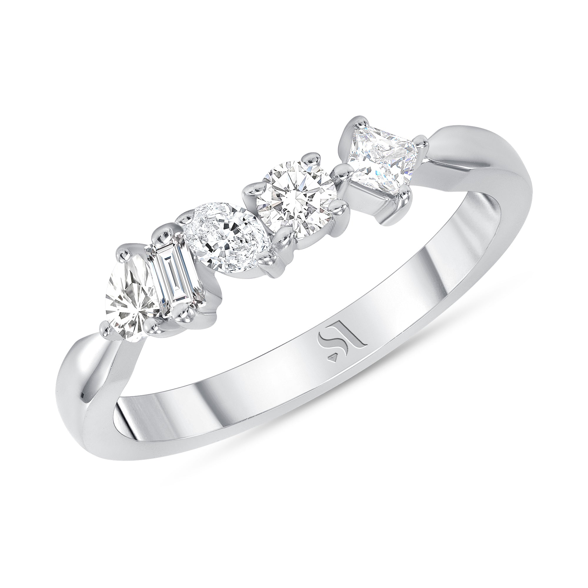 Fancy Shapes White Gold Diamond Ring 