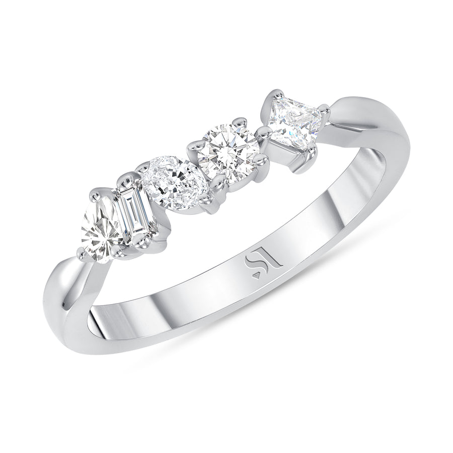 Fancy Shapes White Gold Diamond Ring 