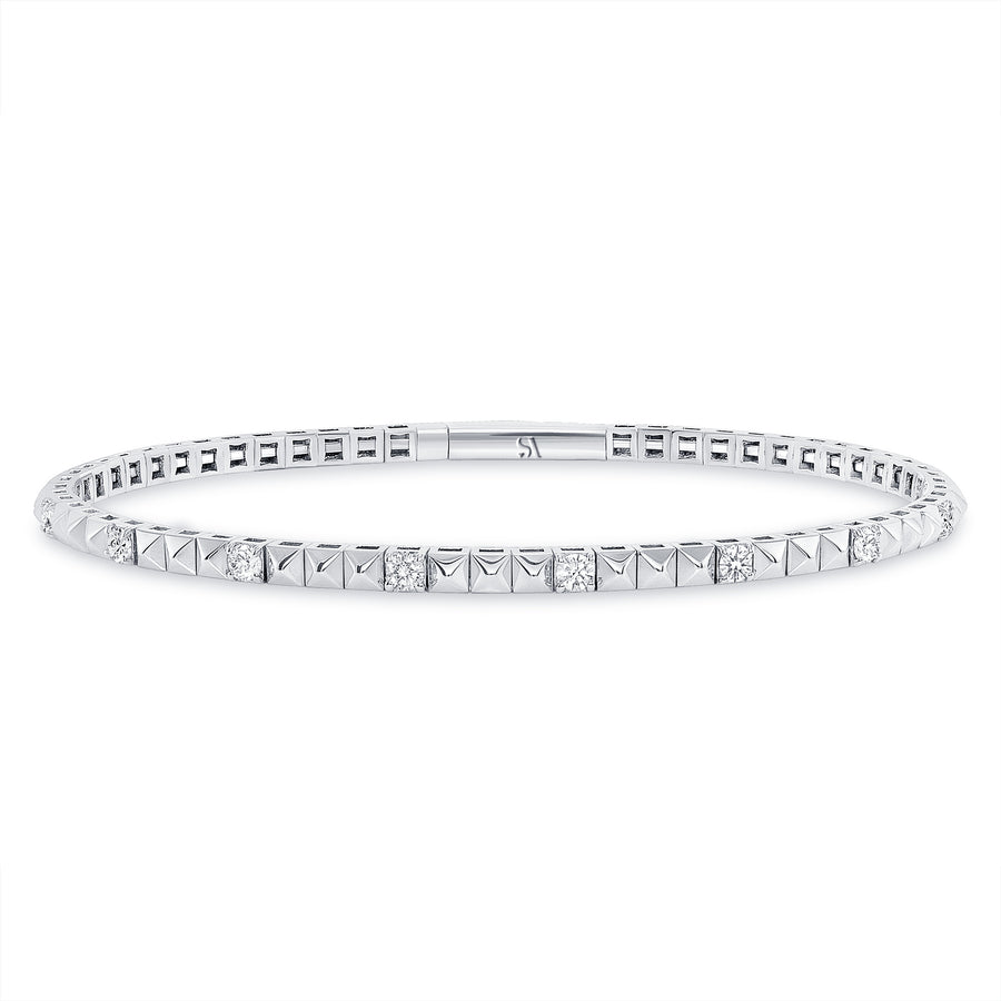 Pyramid 14k White Gold Bangle Bracelet