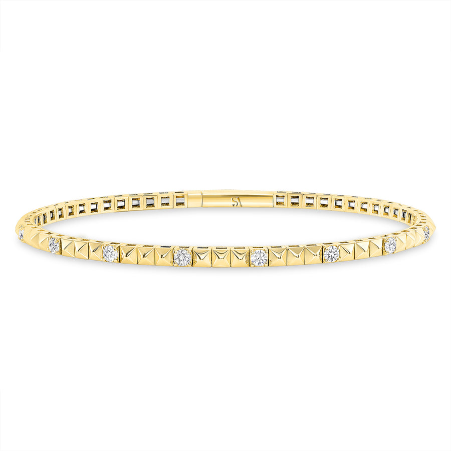 Pyramid 14k Yellow Gold Bangle Bracelet