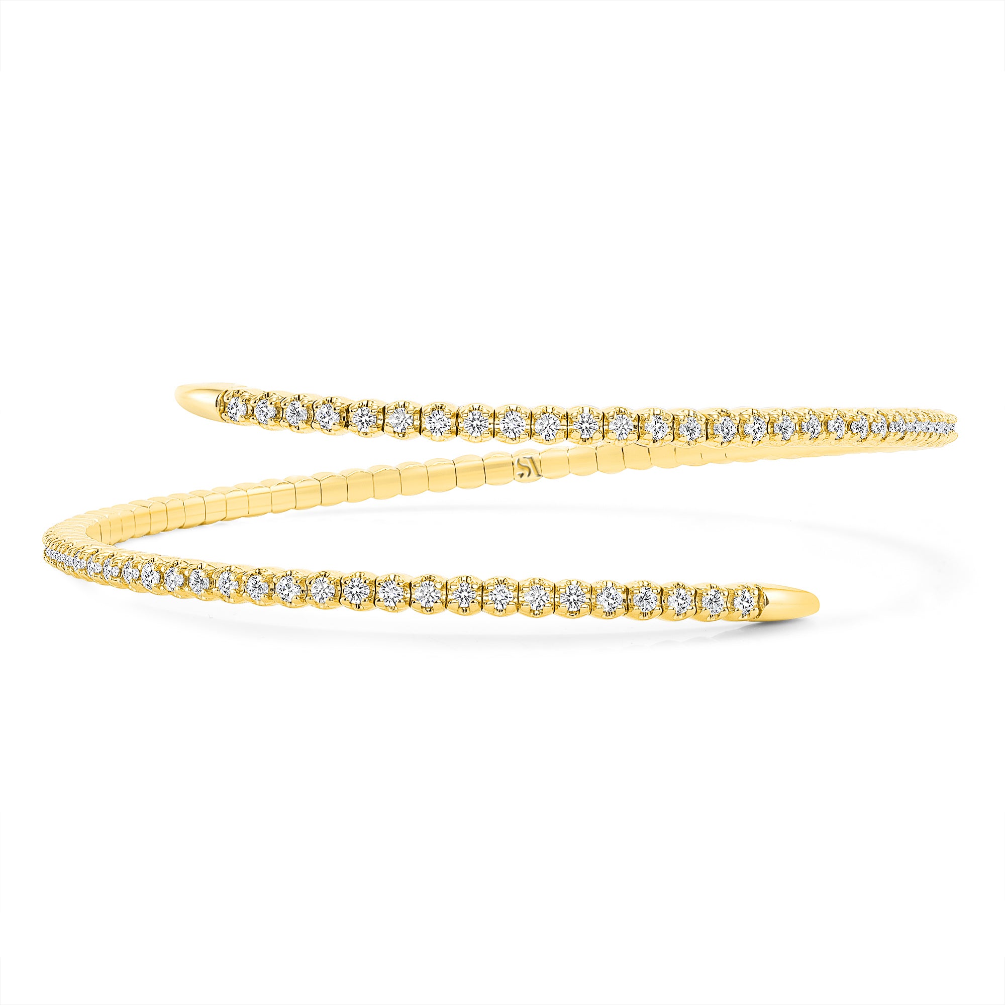 Spiral Flexible Yellow Gold Bangle Bracelet