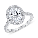 Oval White Gold Diamond Halo Engagement Ring