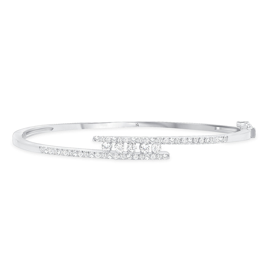 Twisted Diamond Bracelet White Gold Bangle