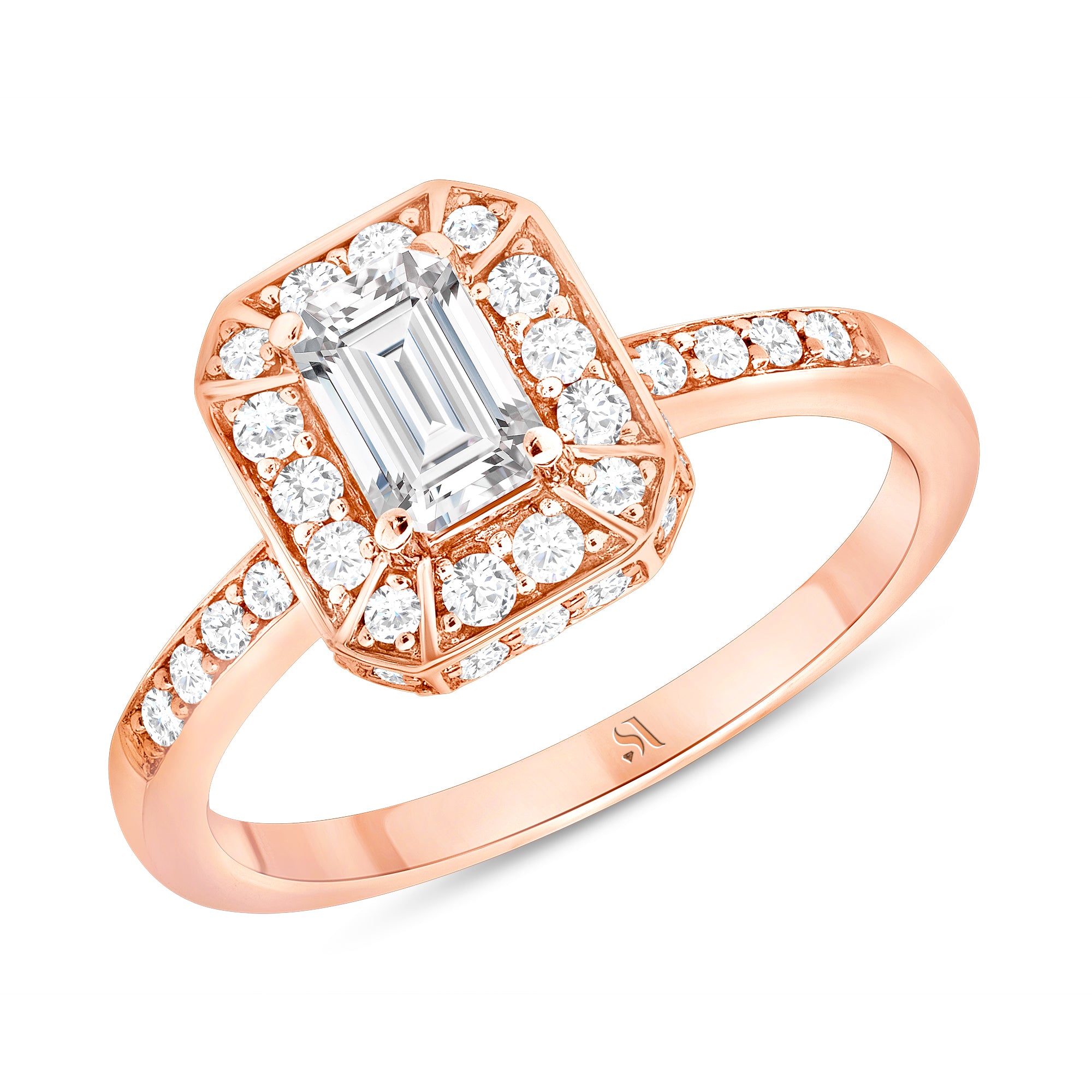 Emerald Cut Rose Gold Diamond Ring