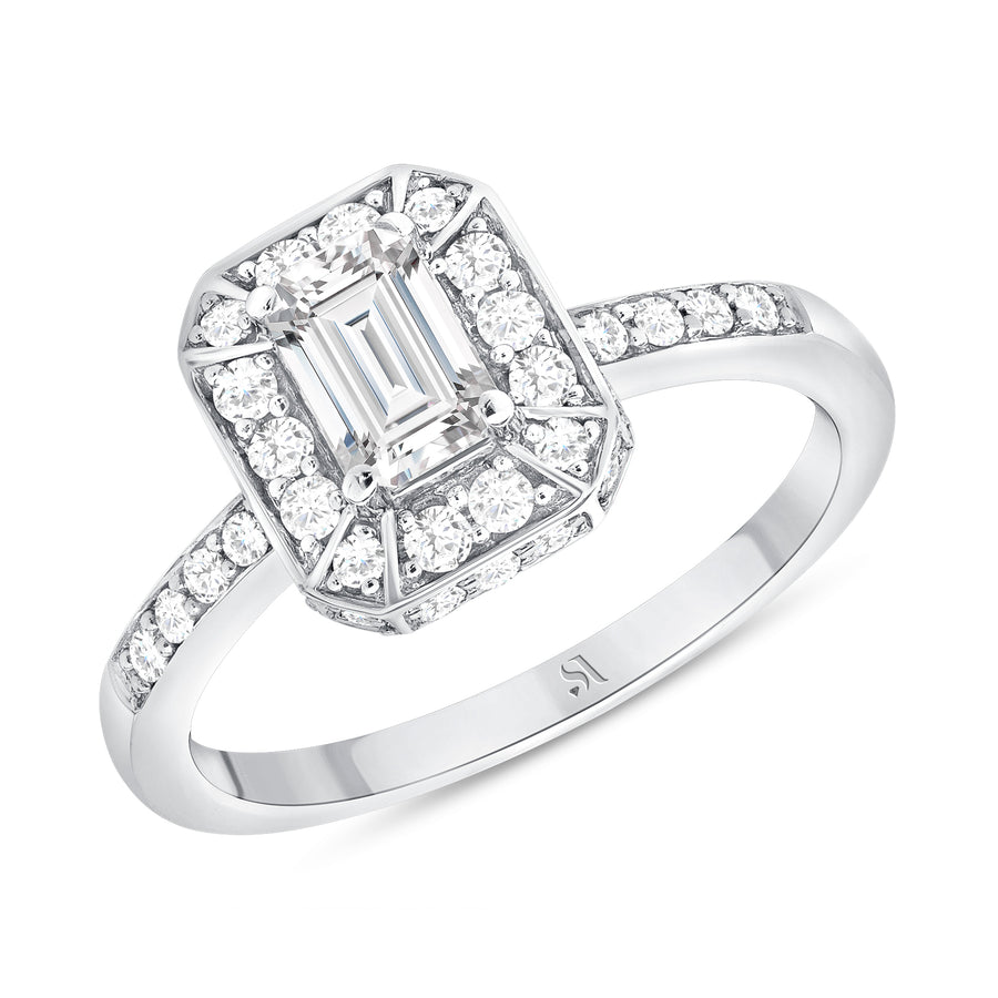 Emerald Cut White Gold Diamond Ring