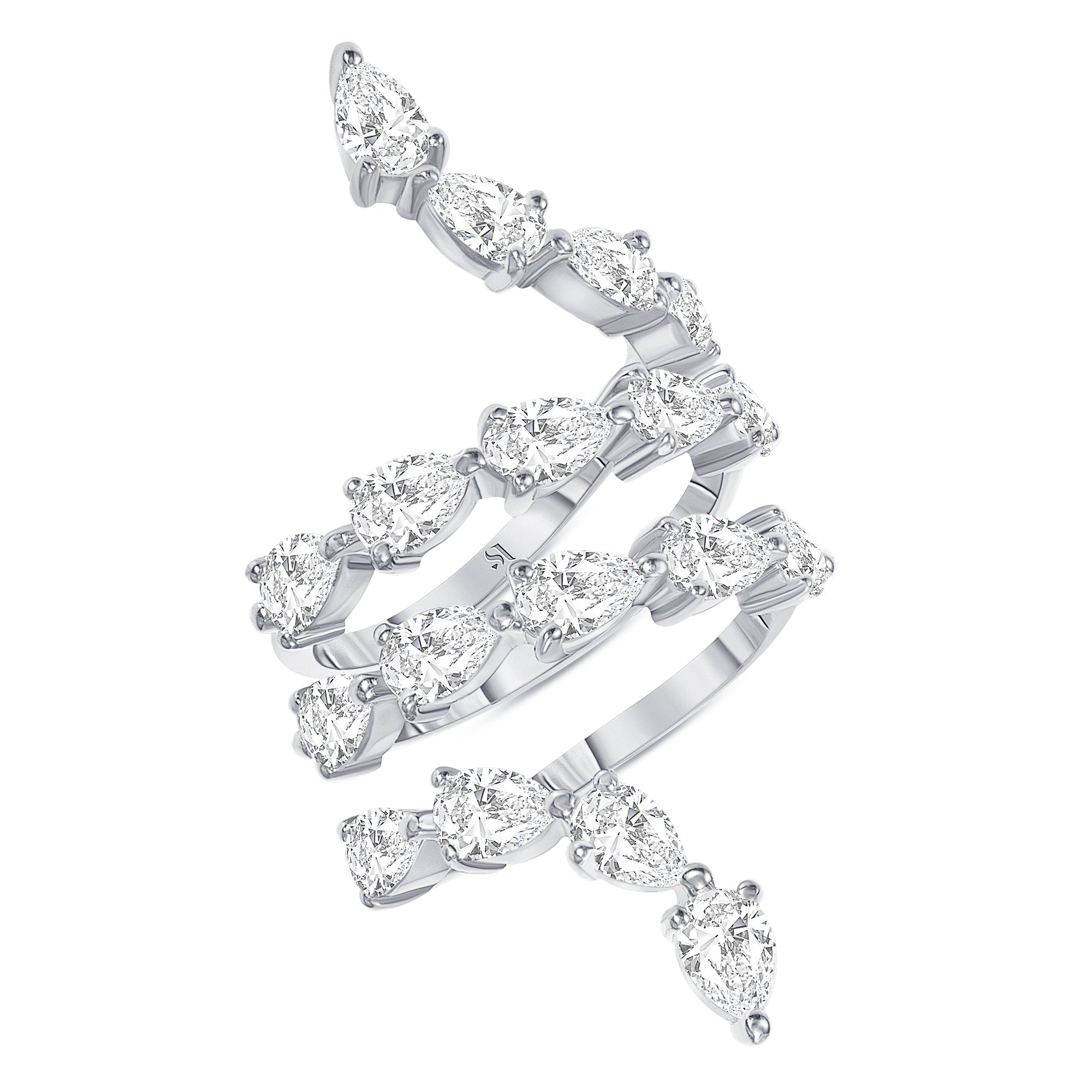 Multishape Diamond Bezels Statement Spiral Ring – 770 Fine Jewelry