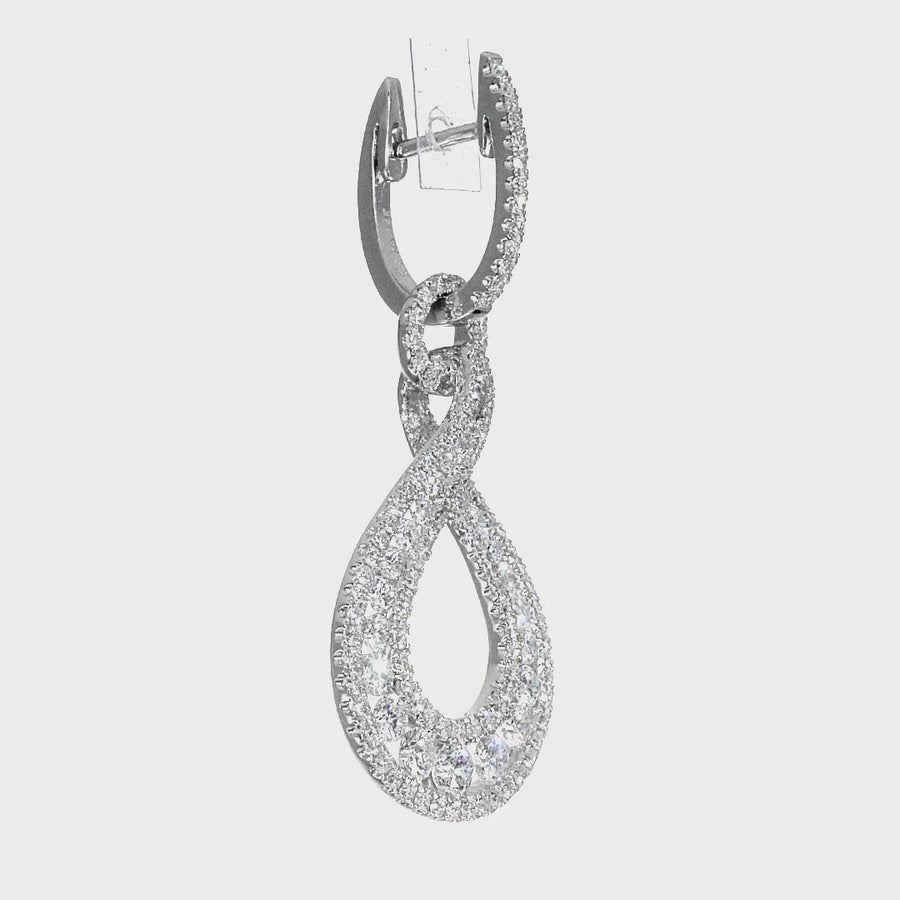 3D White Gold Diamond Chandelier Earrings