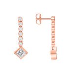 Princess Cut Natural Diamond 18K Gold Drop Earring (Bezel Set Earring, Dainty Diamond Earring) - Sabrina A Jewelry