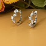 18k Gold Marquise Diamonds Hoop Earrings