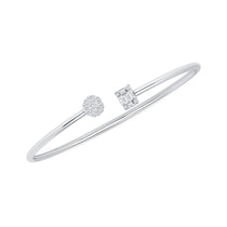 18k White Gold Cluster Diamond Flex Cuff Bangle Bracelet