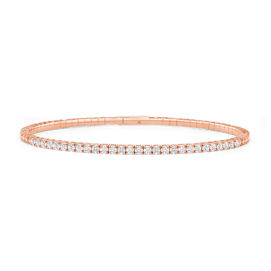 1.20 tcw Natural Round Diamonds Flexible Bangle / Solid 18k Gold Bangle/ Stackable Bangle / Gift For Her/Flexible Bangle