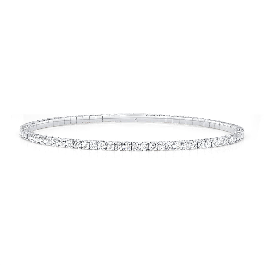 1.20 tcw Natural Round Diamonds Flexible Bangle / Solid 18k Gold Bangle/ Stackable Bangle / Gift For Her/Flexible Bangle