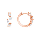 18k  Rose Gold Marquise Diamonds Hoop Earrings