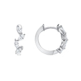 18k White Gold Marquise Diamonds Hoop Earrings
