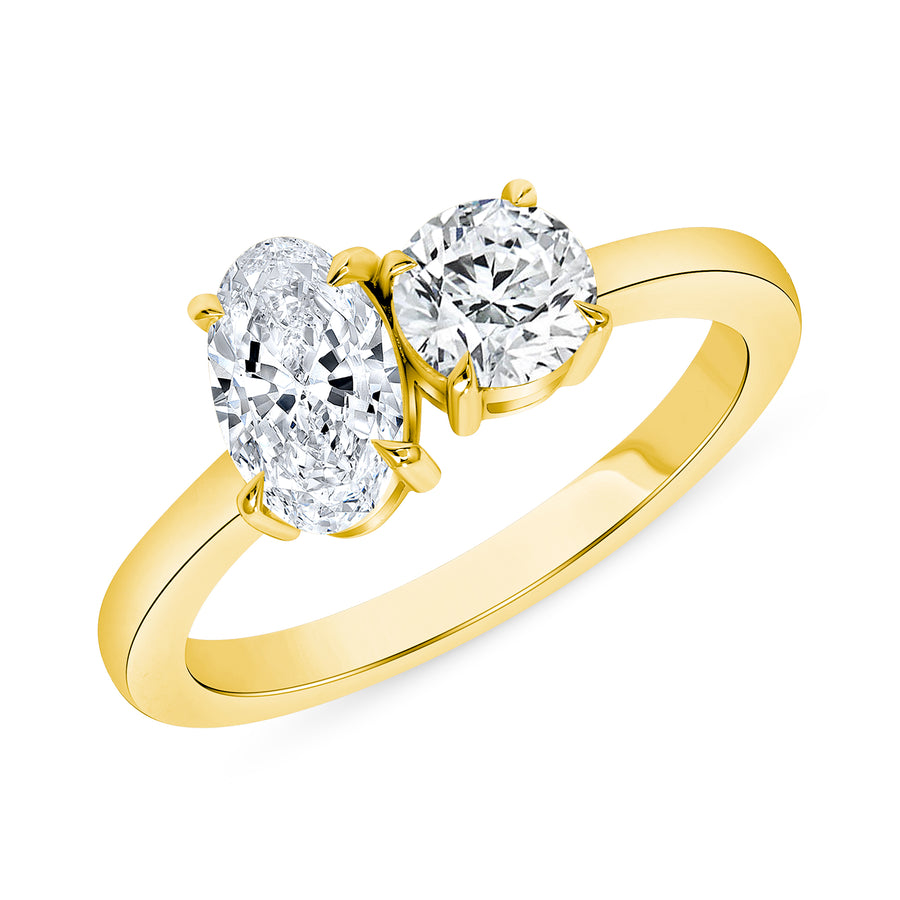 Toi Et Moi Oval Diamond 18K Yellow Gold Ring 