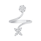 Floral Design White Gold Round Diamonds Ring