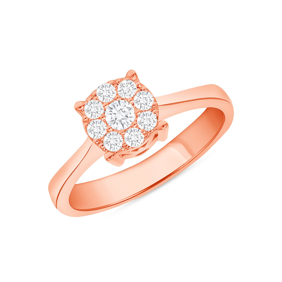 Stackable Round Diamonds 18k Rose Gold Ring 