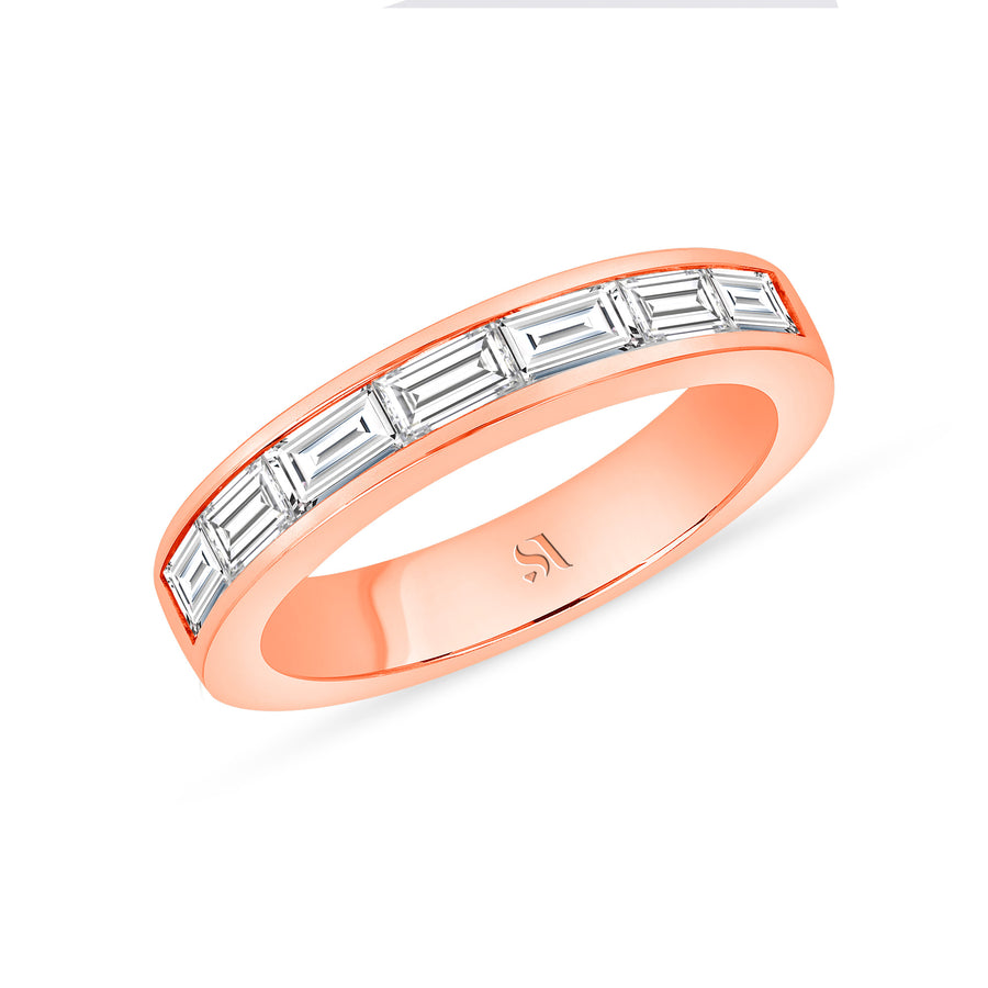 East West Baguette Channel Set 0.85 tcw Natural Diamond Halfway 18k Gold/Platinum Eternity Band