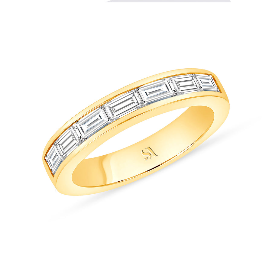 East West Baguette Channel Set 0.85 tcw Natural Diamond Halfway 18k Gold/Platinum Eternity Band