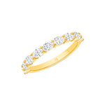 East West Oval Cut Natural Diamond 18K Gold Halfway Ring - Sabrina A Jewelry